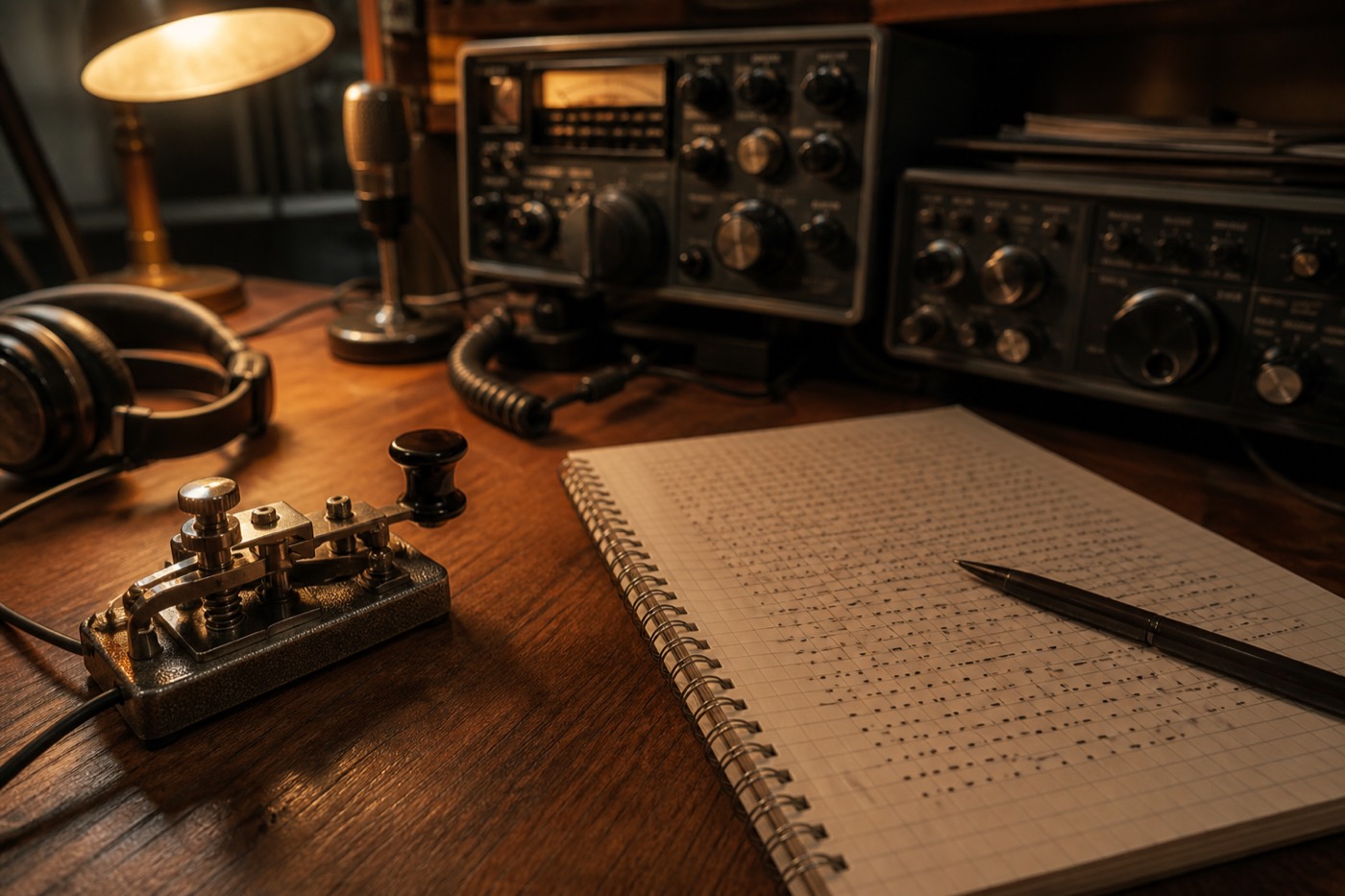 CW translator workspace converting ham radio Morse to English with ITU timing.