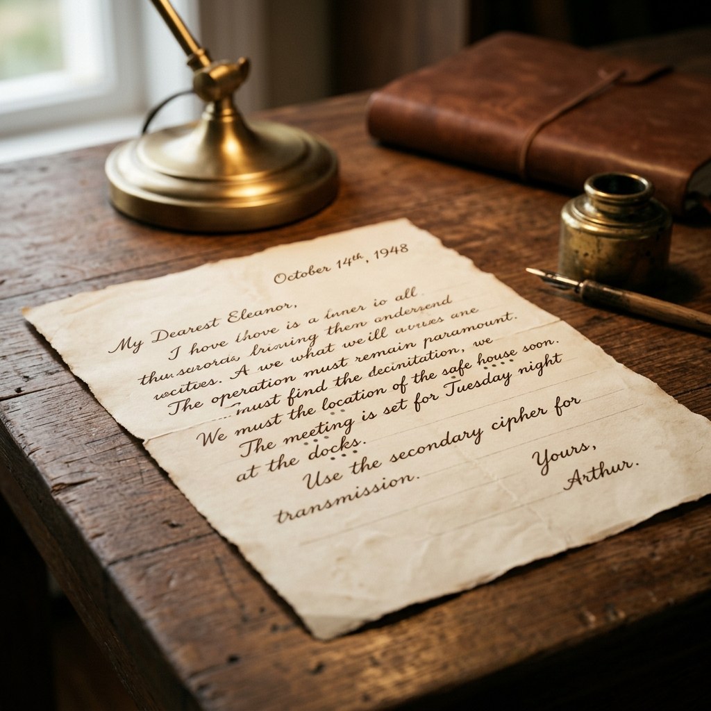 Handwritten letter with secret morse code markings.